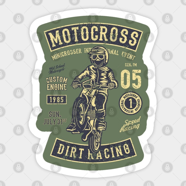 Motocross Dirt Racing Custom Engine 1985 Sticker by JakeRhodes